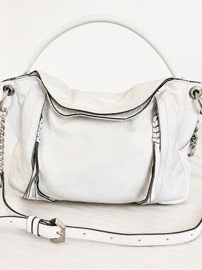 OrYANY Danielle Pebbled Leather Convertible Shoulder Bag White Medium